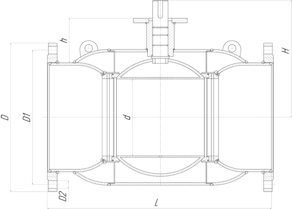 Кран шаровый КШ.Ф.ALSO DN 300-600 универсальной серии фланцевый редуцированный